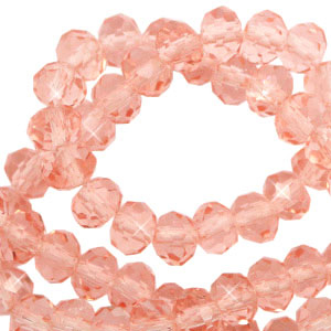 Top facet kralen 6 x 4 mm Smashing roze-Pearl shine coating, per 10 stuks